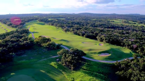 Lush Green Golf Course Flyover by Aerial Drone Aerial Shot