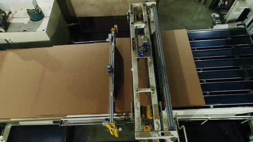 Cardboard Paper Transported By Production Line Upper View