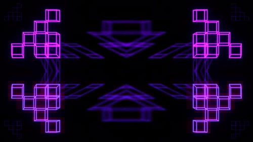 Turquoise And Purple Cyber Symmetry Kaleidoscopic Pattern Background Vj Loop In 4K