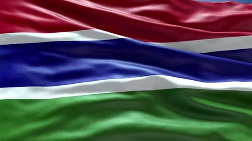 The Gambia National Flag Realistic Waving Animation