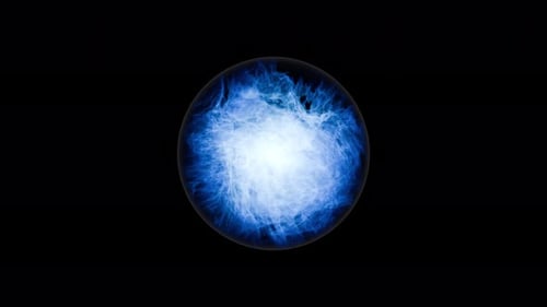 Kalte blaue magische Kugel mit animierter Energie im Inneren