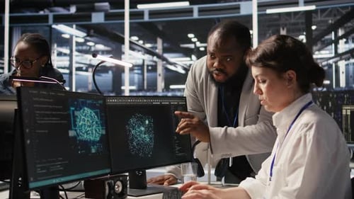 Joyous Data Center Team Leader Giving High Five to Worker