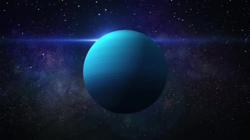 Stars And Uranus Planet Rotating, Outer Space Number And Realistic Uranus Planet And Sun Animation
