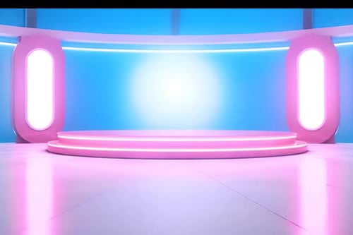podium Futuristic showcase with platform for product displaying. Empty modern stage display