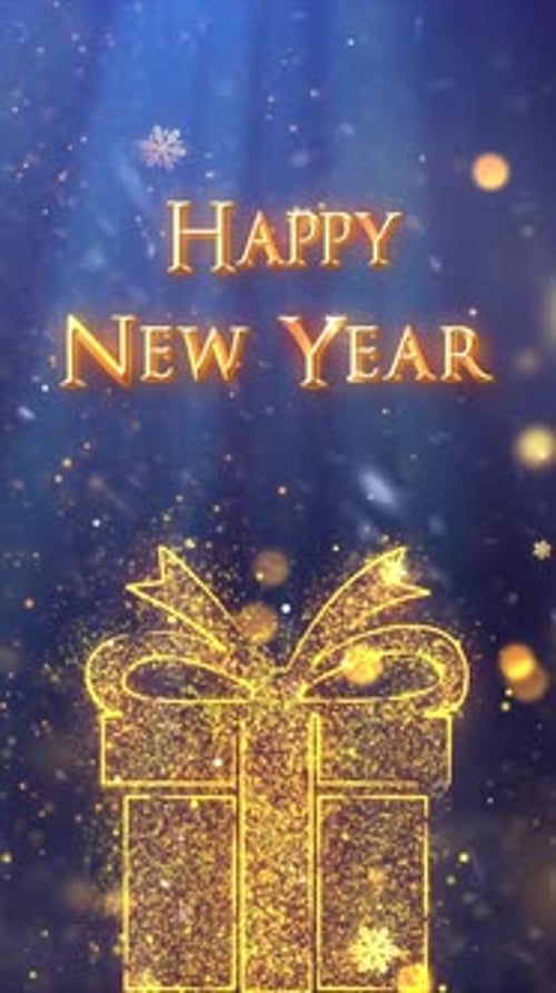 Golden Happy New Year Gift Box Title Animation