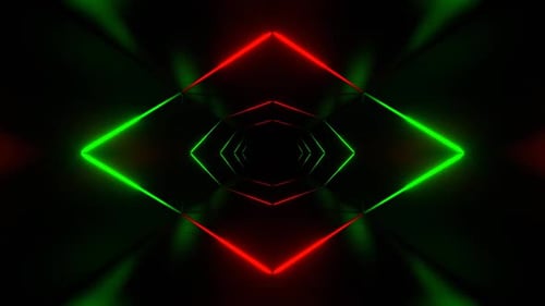 Red And Green Neon Light Tunnel Background Vj Loop In HD