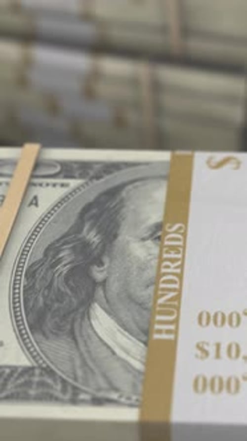 Dollar Cash Stack Macro Close Up Detail Vertical
