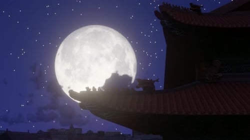 Time Lapse Of The Moon Rising From The Corner Tower Of The Forbidden City At Night