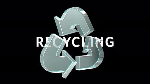 Vidrio 3D con símbolo ecológico de reciclaje
