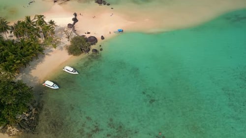 Aerial View of Tropical Beach and Turquoise Sea on Paradise Island in Thailand