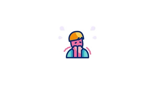 Animated Worried Person Icon with Shivering and Sweat