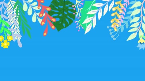 Spring flower cartoon animation with sky blue background