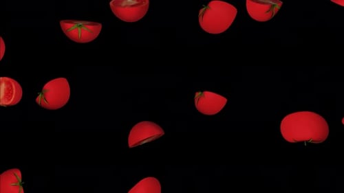 Animated Red Tomatoes Falling Food Background Loop