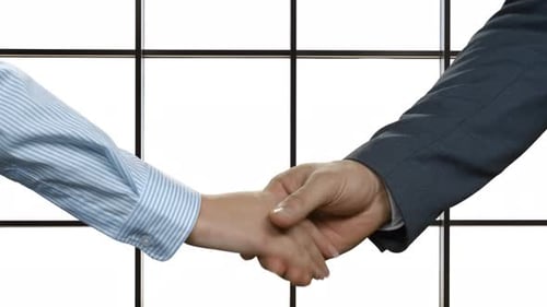 Business Handshake Sealing Deal in Office Environment