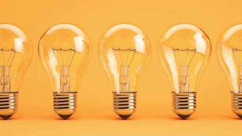 Creative New Idea One Blowing Light Bulbs in a Row of Others 3d Animation