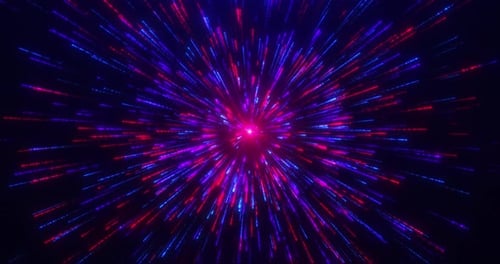 Neon Glowing Light Rays Futuristic Hyperspace Warp Tunnel Loop