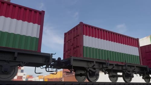 Containers with the Flag of Hungary