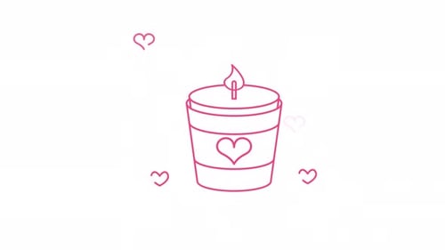 Minimalist Pink Candle with Floating Hearts Animation