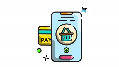 Smartphone Online Shopping with Credit Card Payment Animation