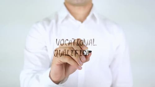 Vocational Qualification Man Writing on Glass