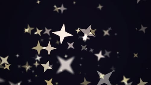 Floating Gold and White Stars Bokeh Celebration Background