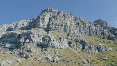 Daytime aerial over Tymfi mountain, cinematic drone landscape