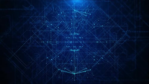 Science-Fiction-Kugel mit futuristischen Farben im Weltraum. Konzept der digitalen Cybersicherheit. polygonbinär c