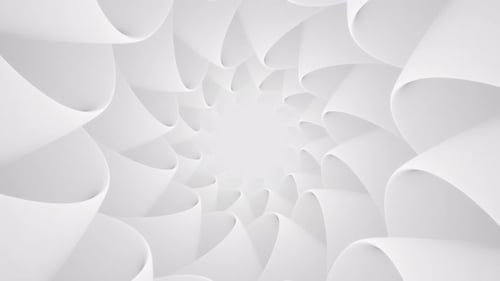 Fondo de animación de bucle abstracto y elegante túnel blanco de curvas circulares