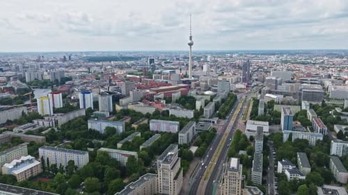 Aerial view revealing berlin city centre , Germany