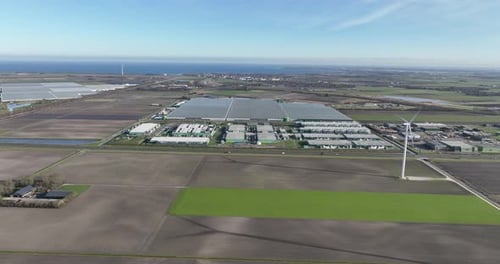 Data center, hyperscales, representing, cloud, digitalization an aerial drone view