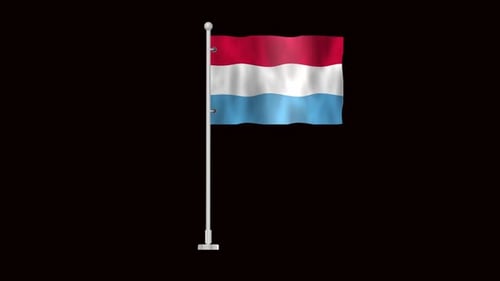 Luxembourg National Flag Waving Loop Animation
