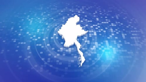 Animated 3D Myanmar Map Reveal on Modern Digital Background