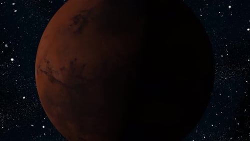 Mars planet rotating on space or galaxy and stars milky way, Animation of Mars planet seen. 2518