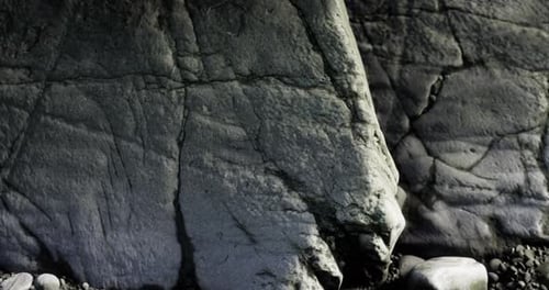 Rock Surface with Intricate Texture and Shadows Under Natural Light