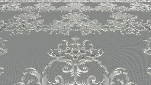 Luxus-Hintergrund mit silbernen Ornamenten, Figuren, 3D-Render, exklusiv, Reflexion