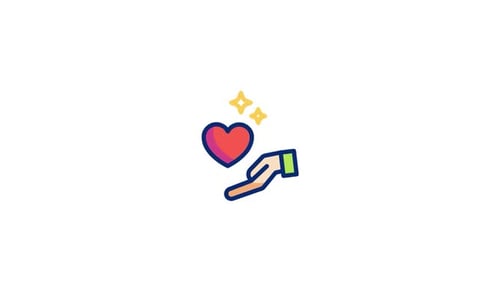 Animated Hand and Heart Giving Love Icon Motion Graphic