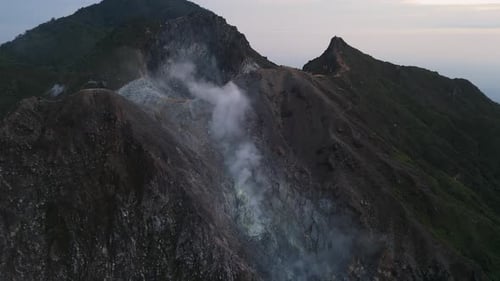 Exploring the summit of Mount Sibayak by drone