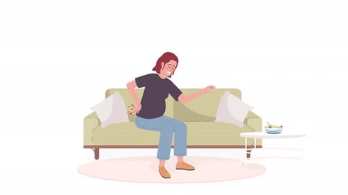 Pregnant Woman with Back Pain Flat Design Animation