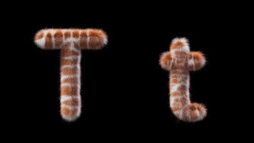 3D animation of a uppercase and lowercase Giraffe woolen letter T