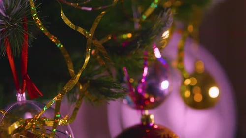 Close Up of Christmas Tree With Colorful Ornaments