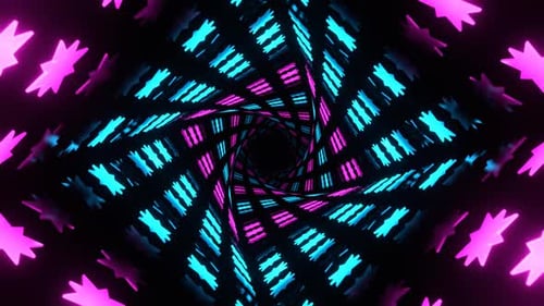 Cyan And Pink Spiral Neon Prism Of Space Background Vj Loop In 4K
