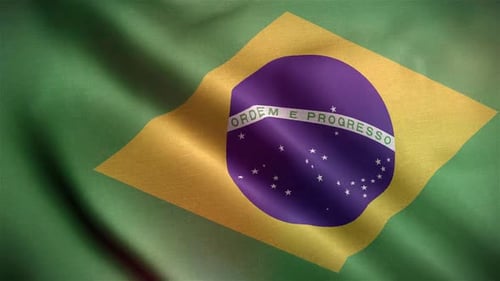 Waving Brazilian Flag with Realistic Fabric Texture Loop