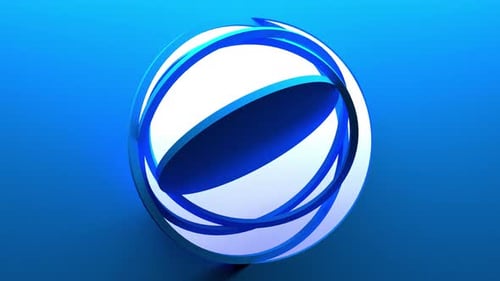 3d abstract rotating circles render on blue background