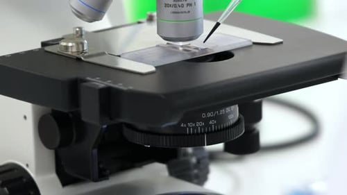 Liquid Being Added to Microscope Slide
