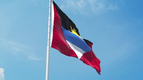 Antigua and Barbuda Flag Waving in the Wind
