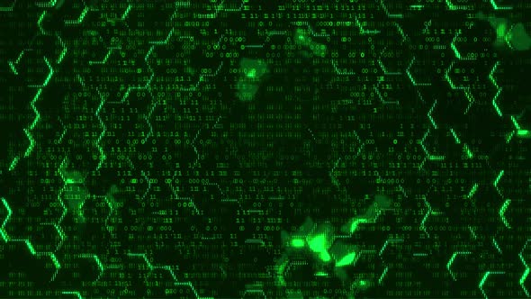 Futuristic Digital Texture: Green Matrix Patterns with Glitchy Motion ...