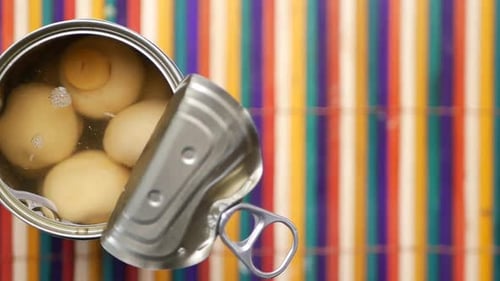 Canned Mushrooms in a Container Top View