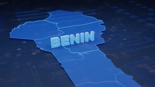 Benin Country Map Digital Presentation and Technology Title