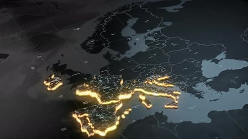 European Union Map with Country Regions Outlines