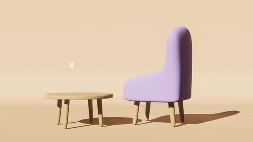 Modern furniture Home decor Perfect living space Sale advertising text 3D animation loop 4K